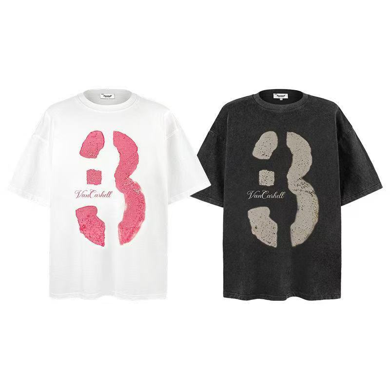2025 New Trend Brand New Short-Sleeved T-Shirt with Number 3 020