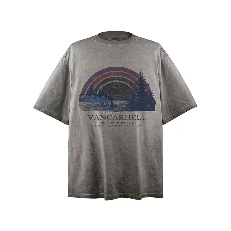 2025 New Style Trendy Brand Short Sleeve T-shirt American Rainbow 032