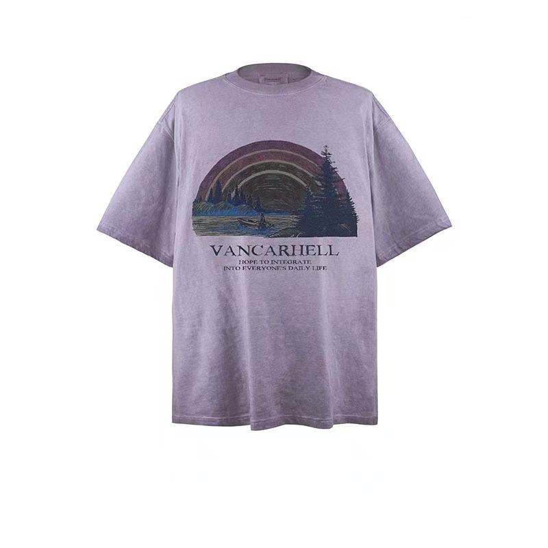 2025 New Style Trendy Brand Short Sleeve T-shirt American Rainbow 032