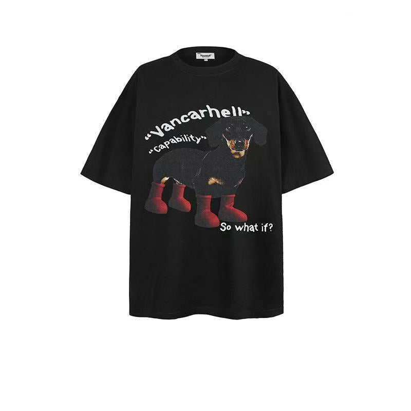 2025 New Trendy Brand Short Sleeve T-shirt with American Dachshund 033