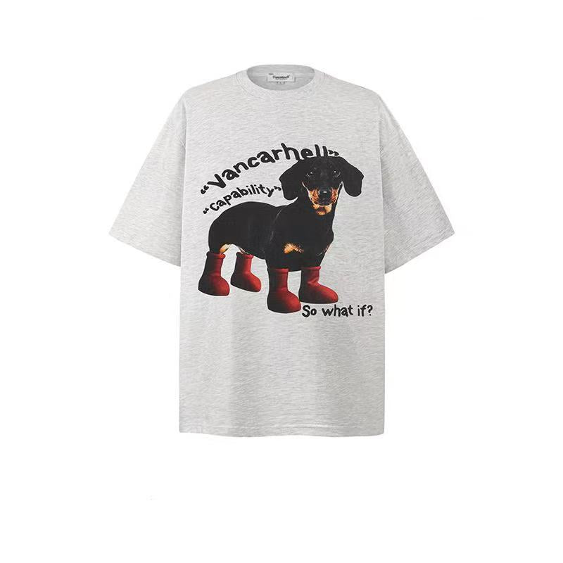 2025 New Trendy Brand Short Sleeve T-shirt with American Dachshund 033