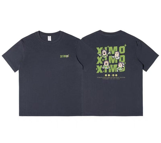 American trendy casual colorful letter print short-sleeved T-shirt for men and women, over-sized and loose-fitting, suitable for couples' casual wear. Model number: 003