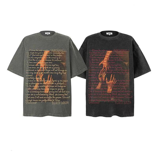 American style trendy printed T-shirt for men and women, oversized, for couples, casual wear - 011