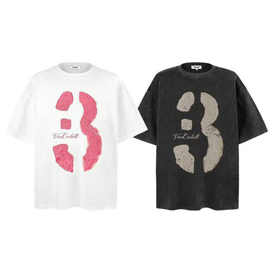 2025 New Trend Brand New Short-Sleeved T-Shirt with Number 3 020