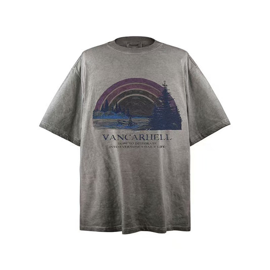 2025 New Style Trendy Brand Short Sleeve T-shirt American Rainbow 032