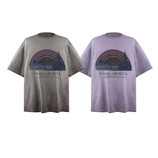 2025 New Style Trendy Brand Short Sleeve T-shirt American Rainbow 032
