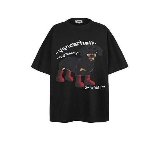 2025 New Trendy Brand Short Sleeve T-shirt with American Dachshund 033