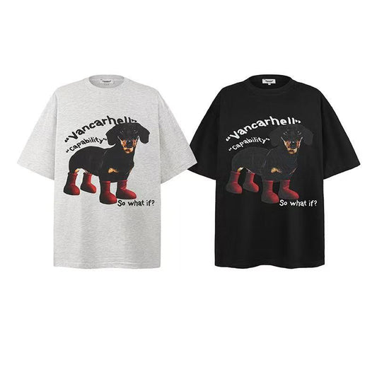 2025 New Trendy Brand Short Sleeve T-shirt with American Dachshund 033