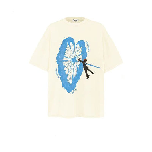 2025 New Trend Brand New Short-Sleeved T-Shirt with American-style heart pattern 034