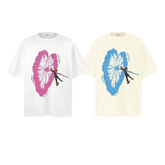 2025 New Trend Brand New Short-Sleeved T-Shirt with American-style heart pattern 034